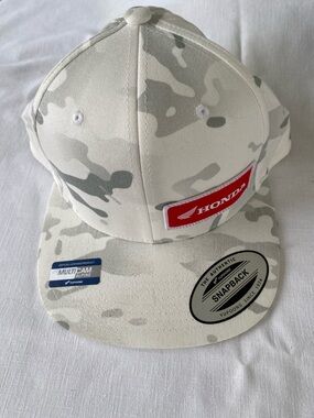 Honda White Camo Snapback Hat OS NWT